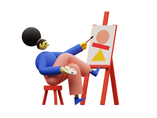 Person drawing a painting on artboard